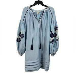Chelsea & Violet Light Blue Embroidered Tunic Dress, Size L